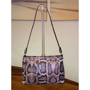 RARE Brahmin Lorelei Dusty Pink Haiku Snake Print Leather Shoulder Hand Bag NWT